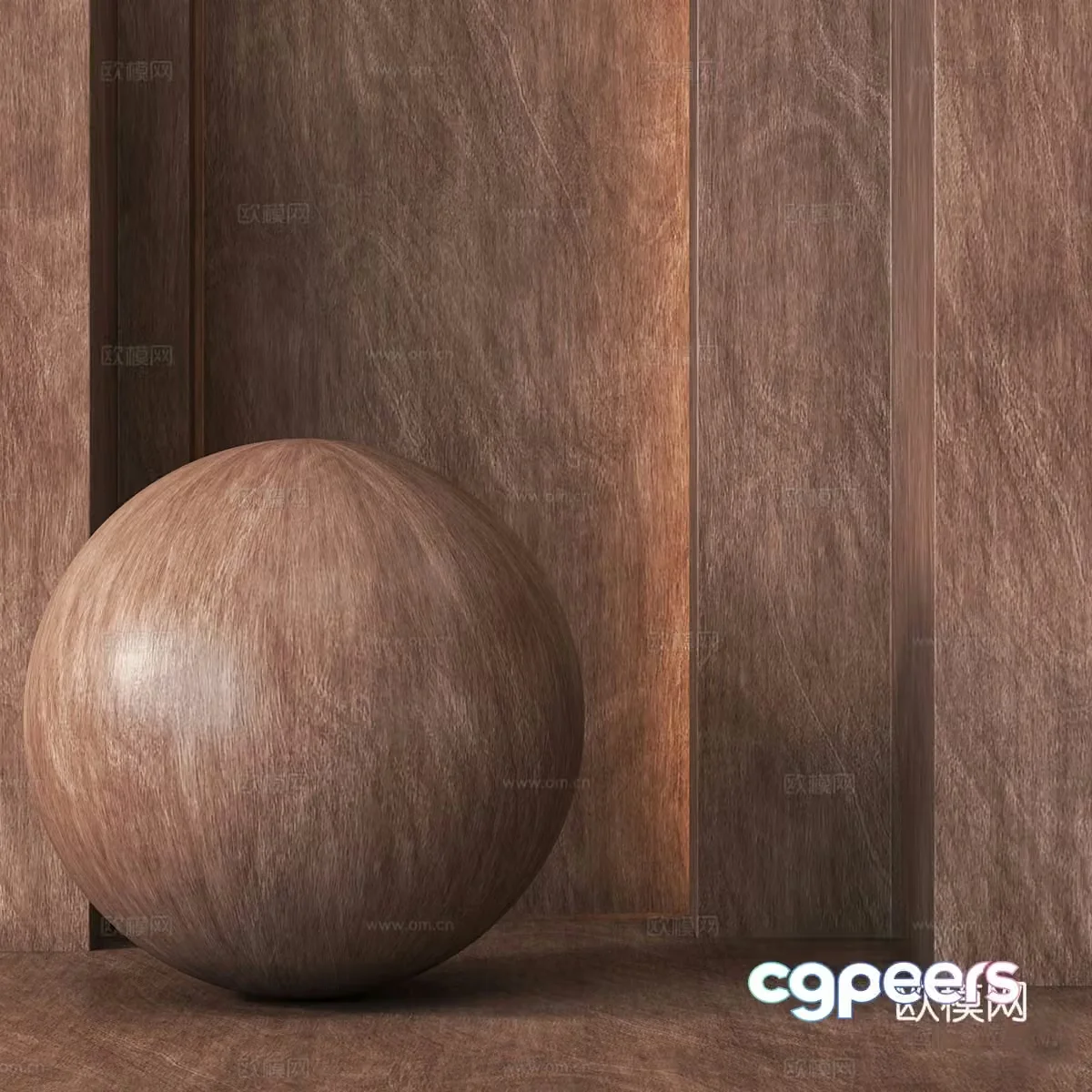 Middle-aged wood grain board wood veneer wall panel 3D model