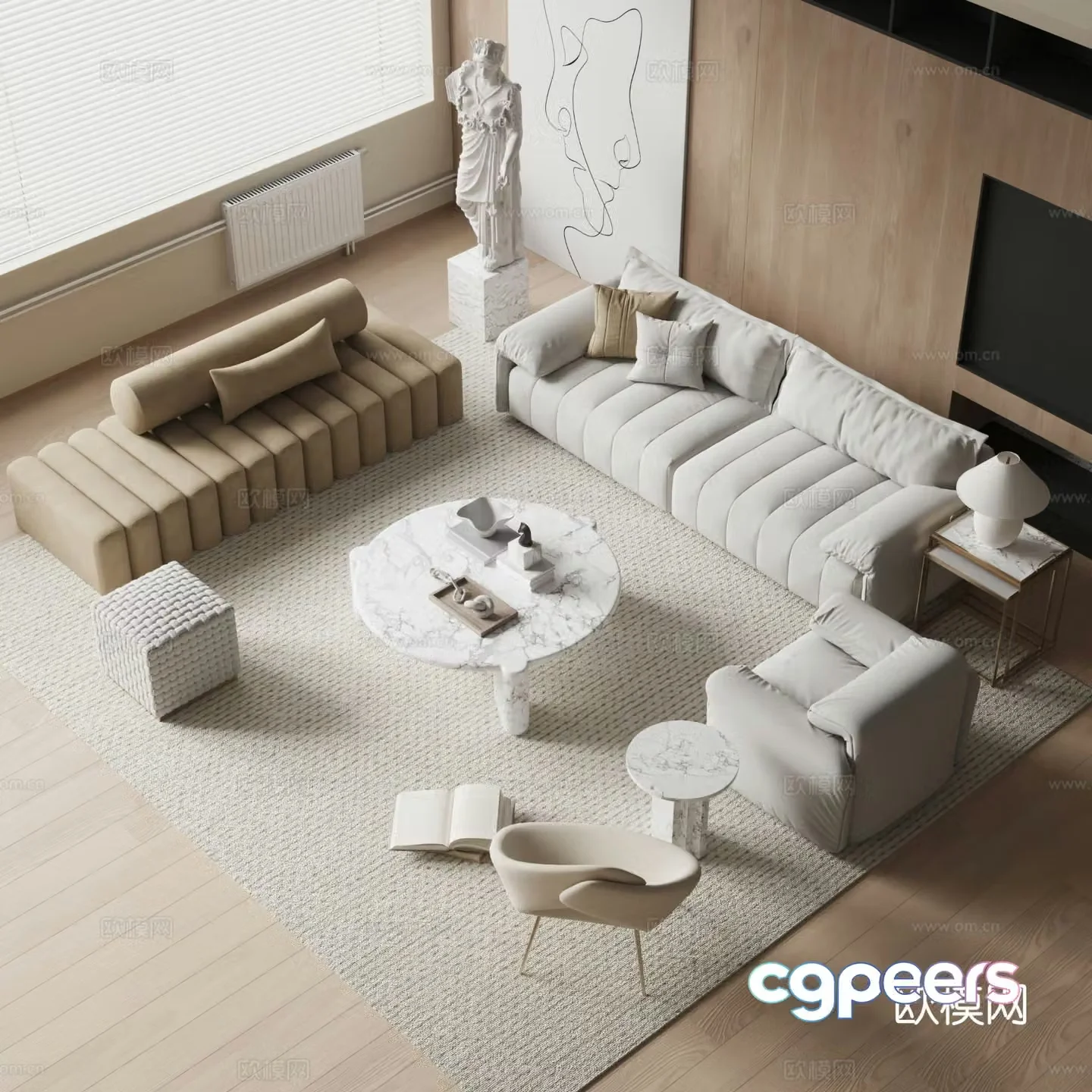 Modern sectional sofa 3d model