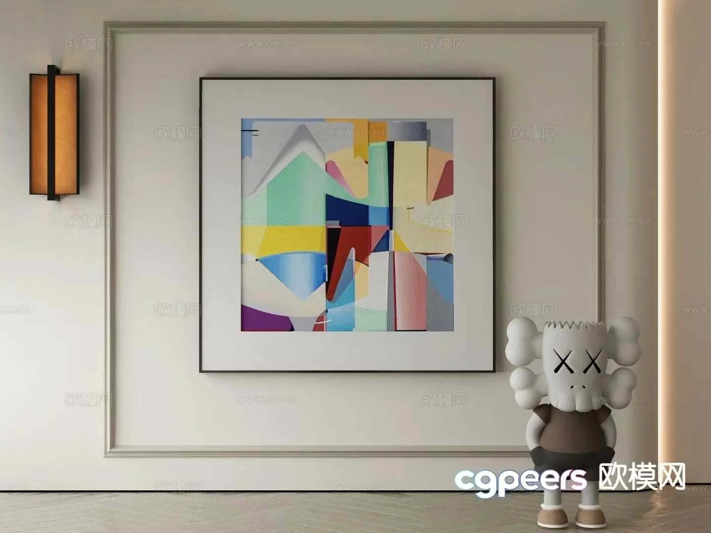 Modern texture painting decorative painting 3d model