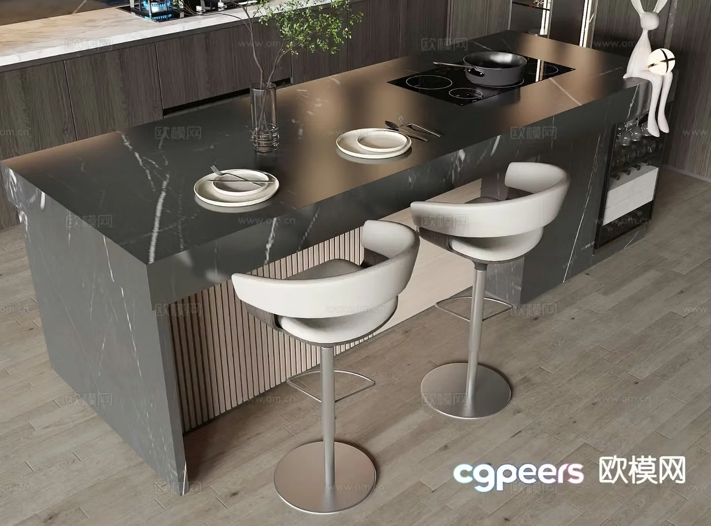 Modern bar bar chair 3d model