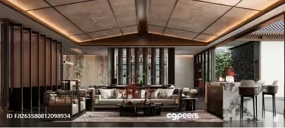 Modern Living Room 3D Model – 17071 – VRAY Render