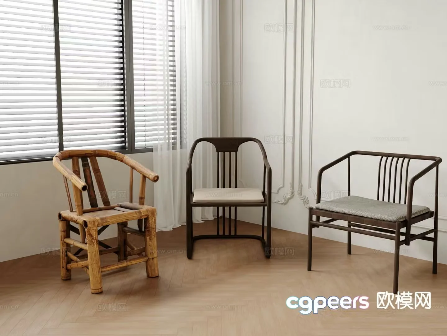 Chinese style chair arm chair dining chair 3d model