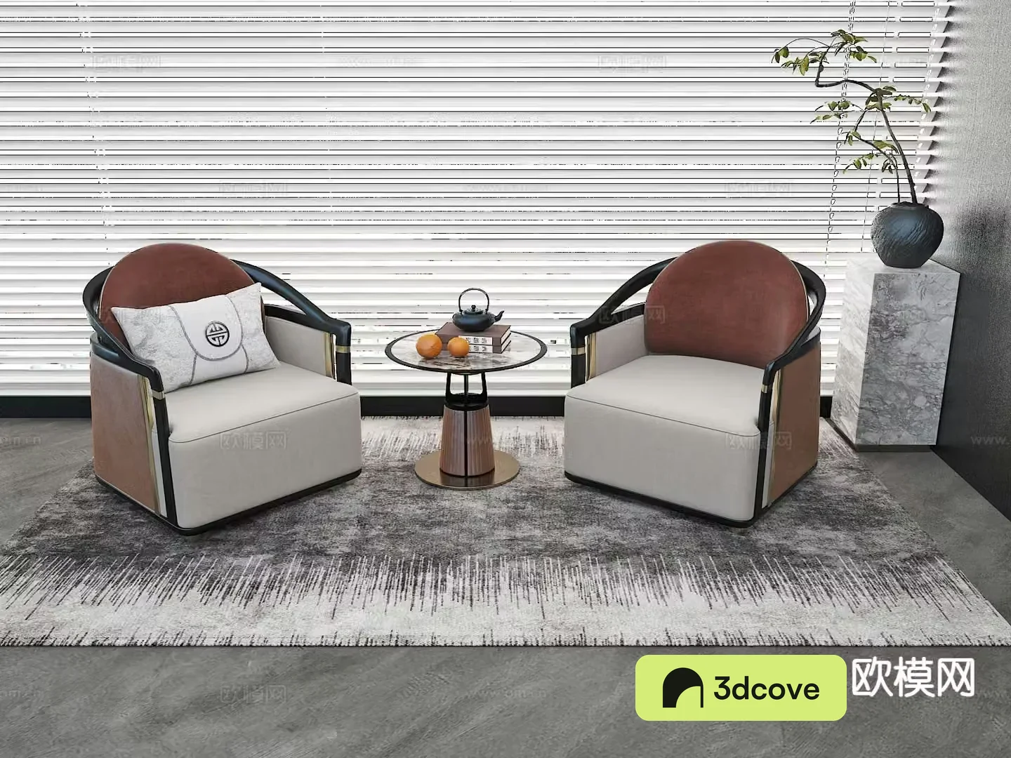 New Chinese style single sofa leisure sofa