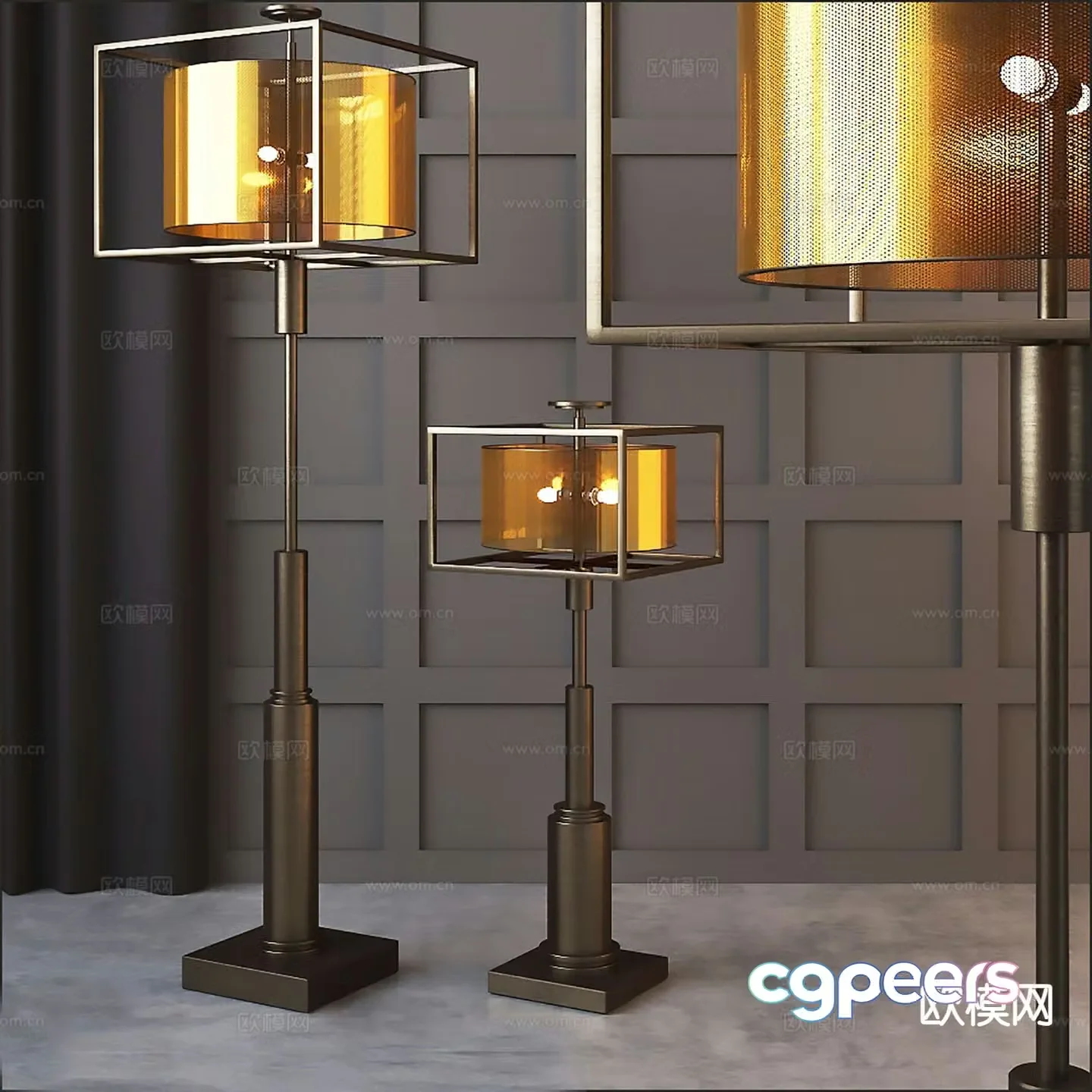 Industrial style floor lamp 3d model