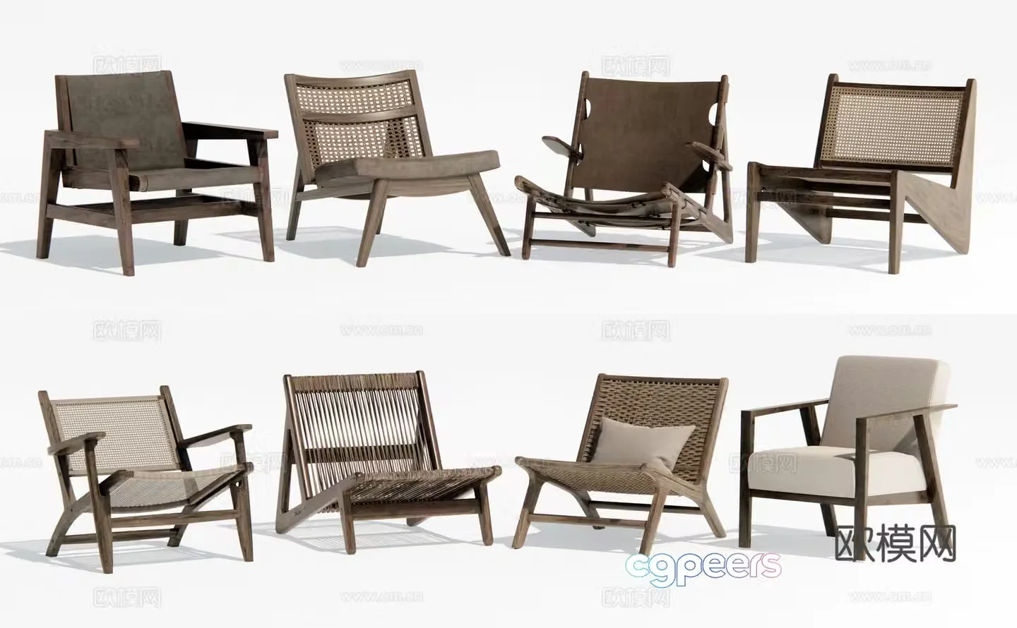 Wabi Sabi leisure chair outdoor chair rattan chair 3d model