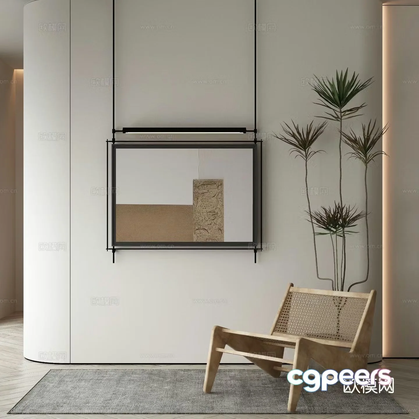 Modern texture painting decorative painting 3d model