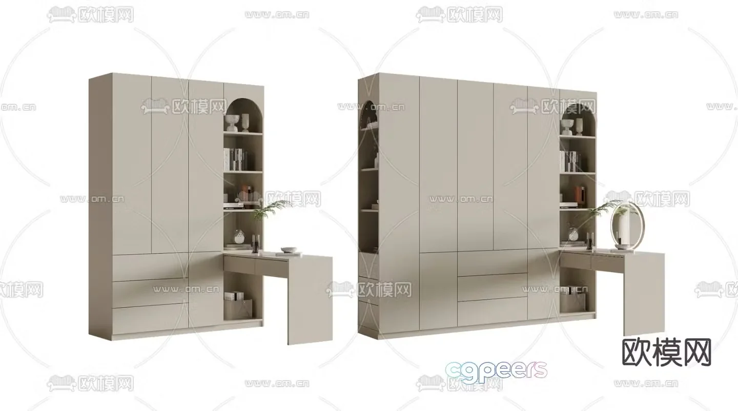 Corner Wardrobe Wardrobe Integrated Dressing Table 3D Model