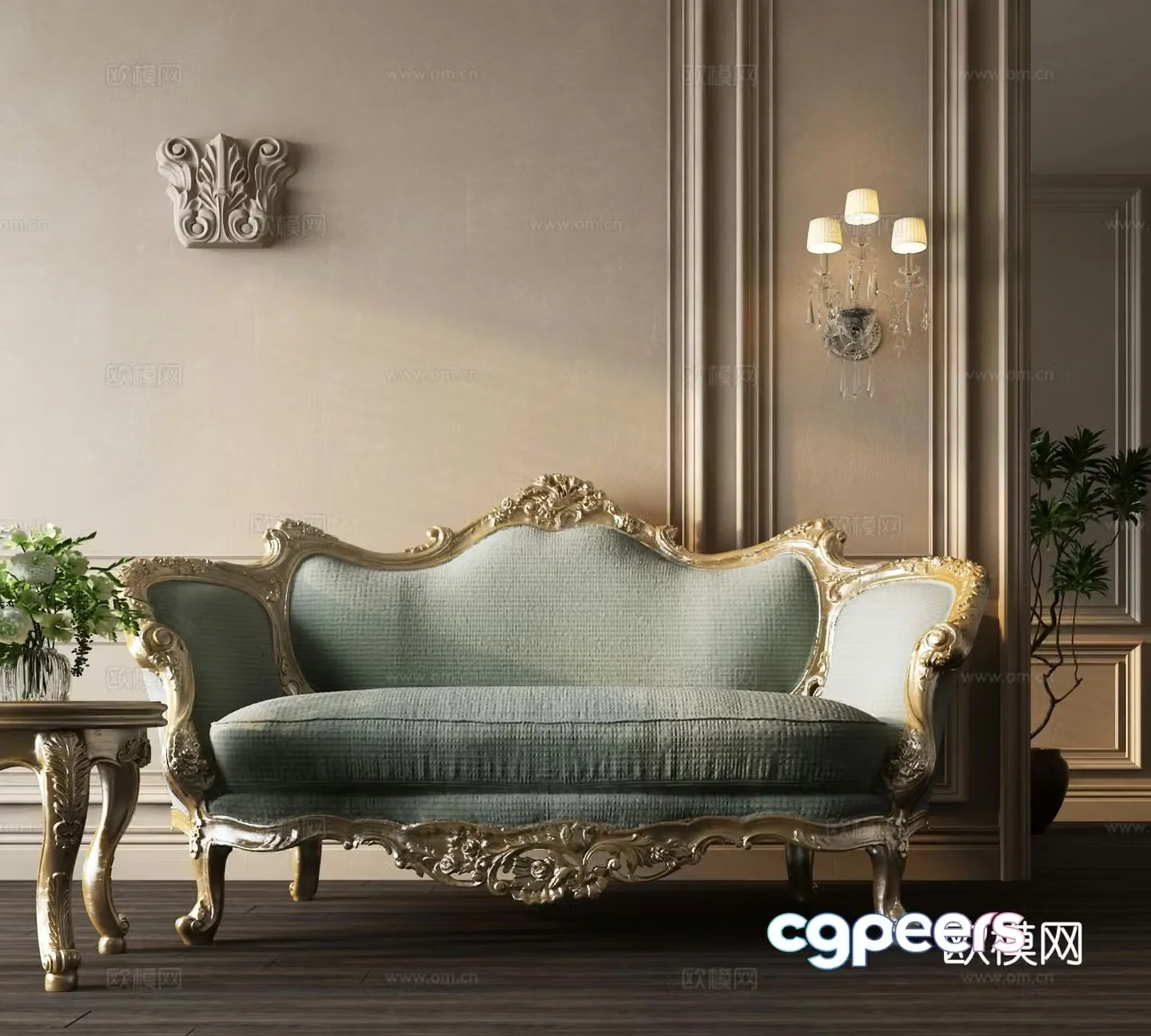 Double sofa arm sofa 3d model