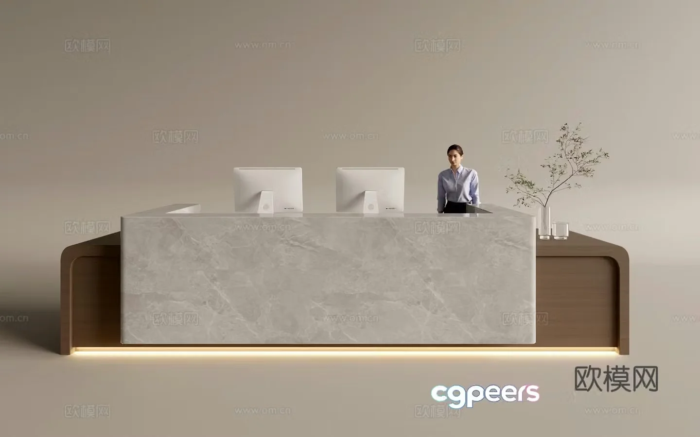 Modern company front desk reception area bar reception desk service desk 3d model