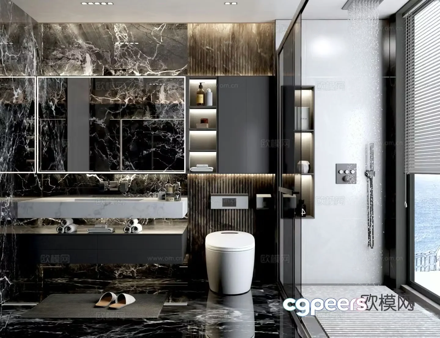 Premium gray bathroom bathroom 3d model