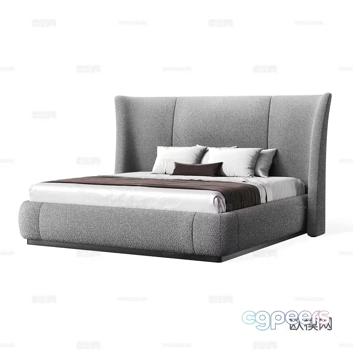 Modern double bed 3d model