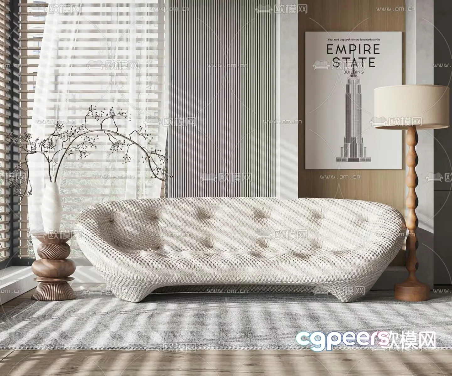 Double sofa leisure sofa 3d model