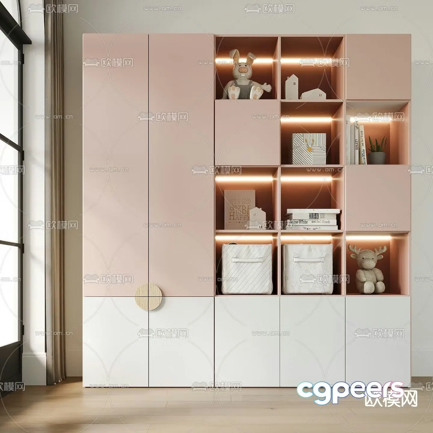 Modern children’s bookcase children’s storage cabinet 3d model
