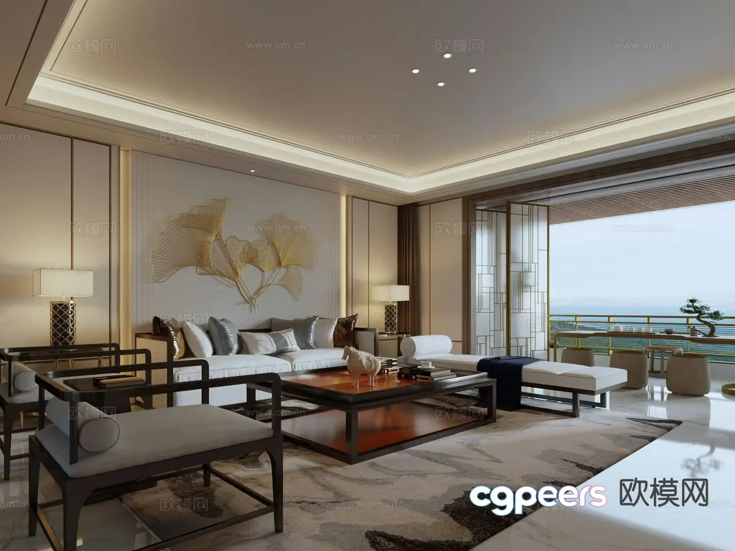 New Chinese style living room 3d model