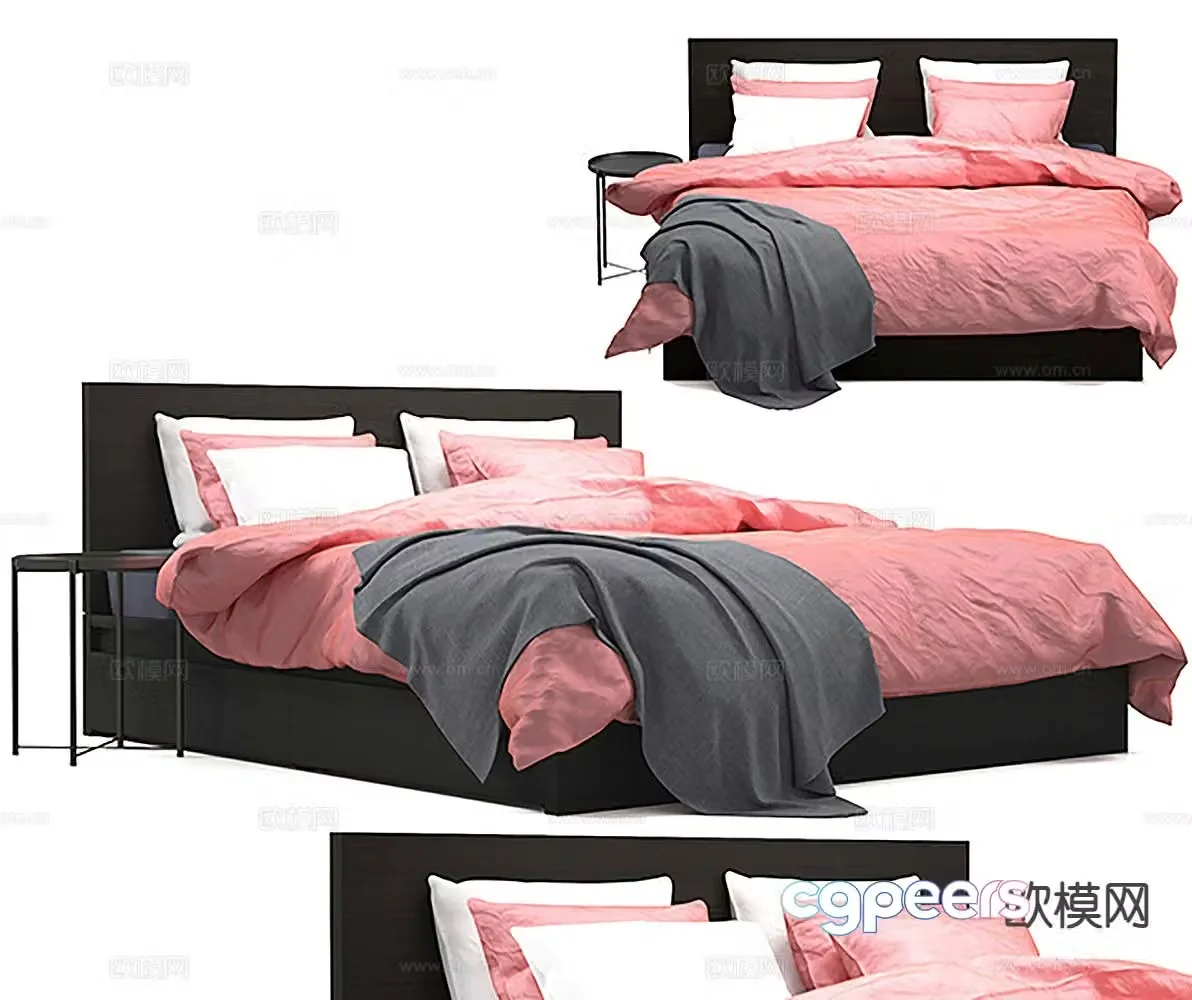 Modern double bed 3d model