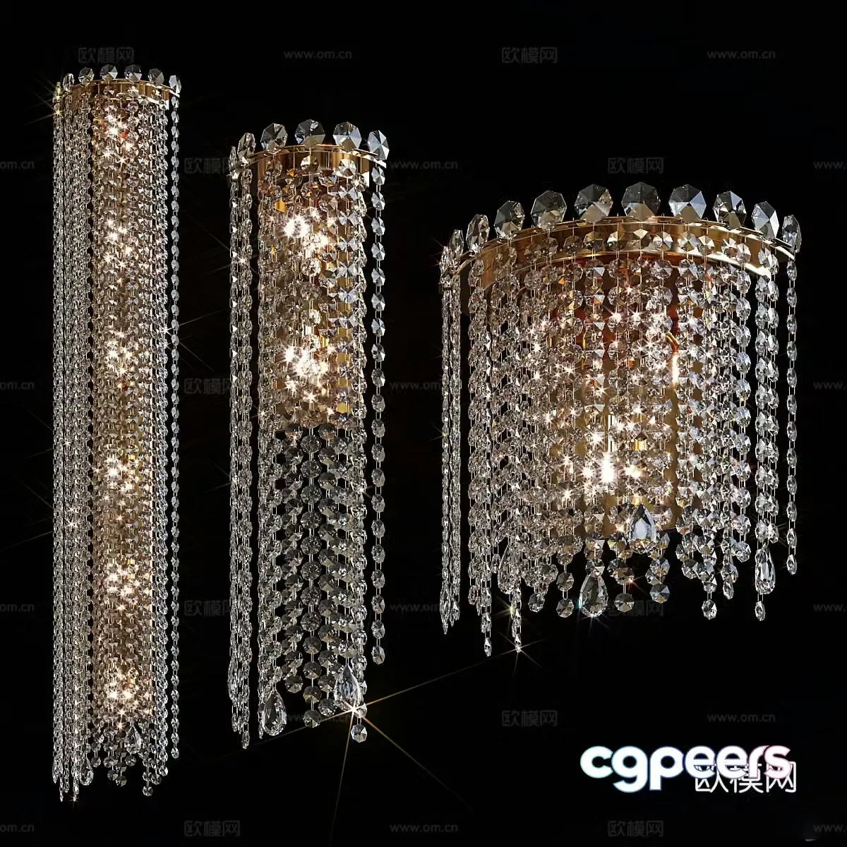 Wall lamp combination Light luxury wall lamp Hotel wall lamp Crystal wall lamp Glass wall lamp Bedside wall lamp 3D model