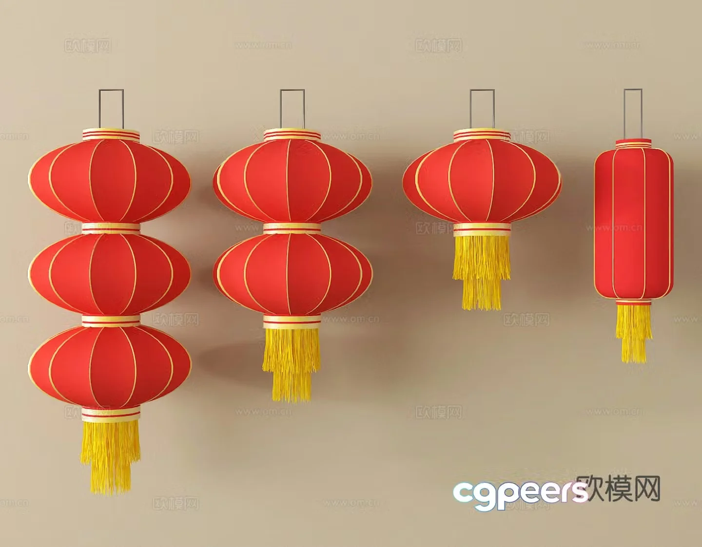 Chandelier Lantern Festival Atmosphere Light Decorative Light 3D Model