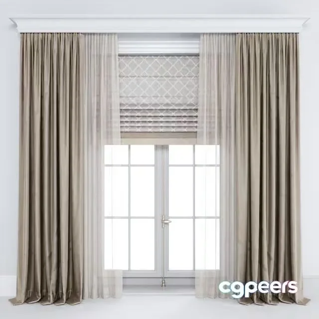 3ds Max Free – Curtain brown set