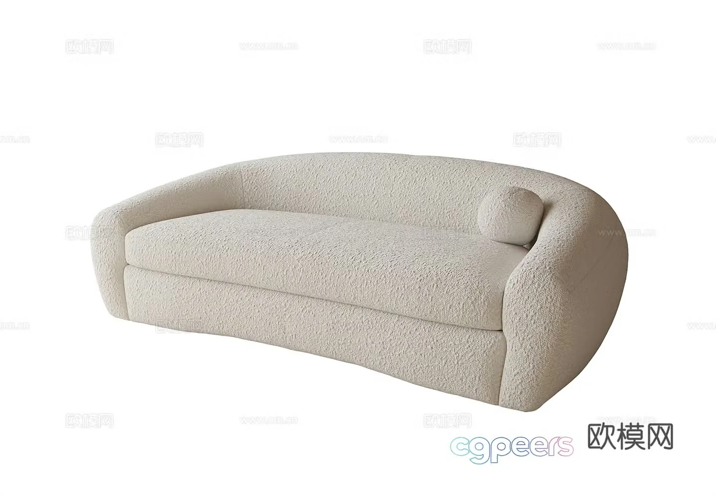 Cream style multi-person sofa 3D model