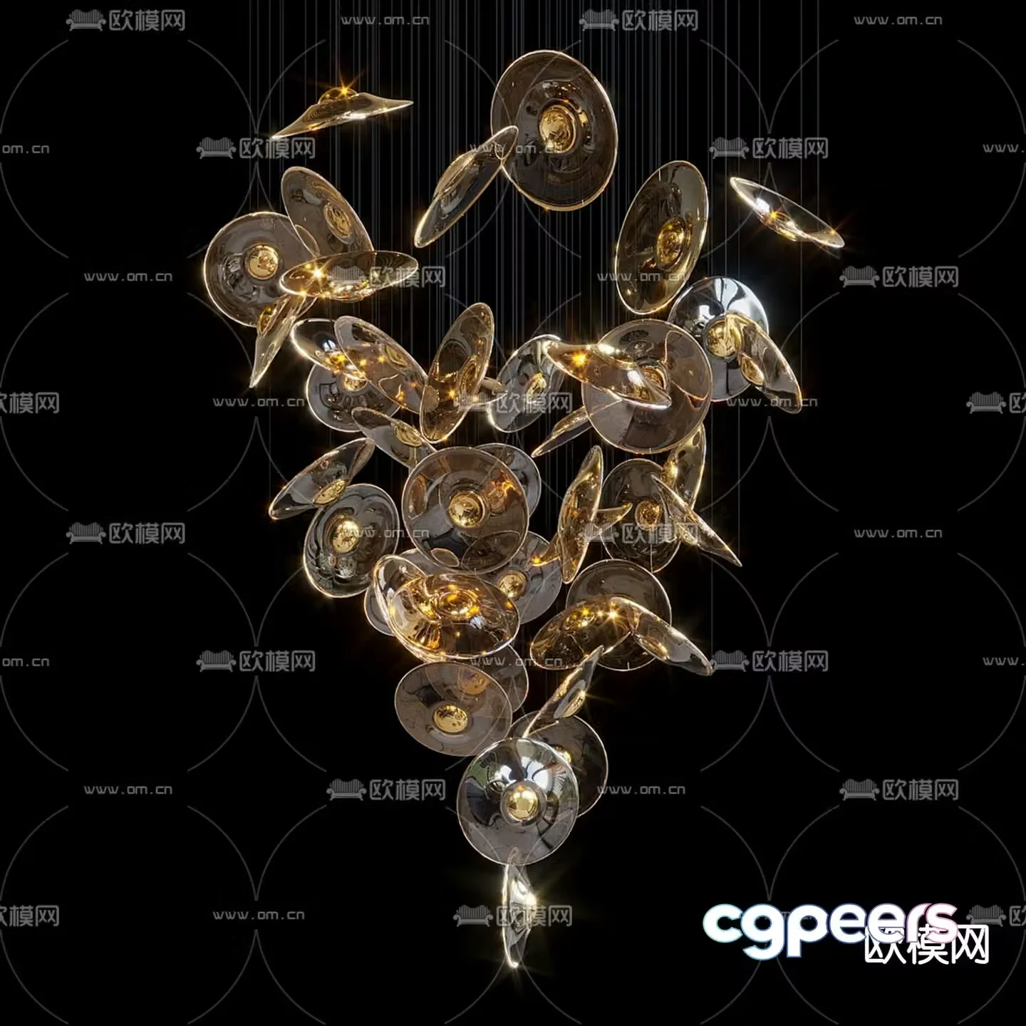 Light luxury chandelier restaurant chandelier 3d model