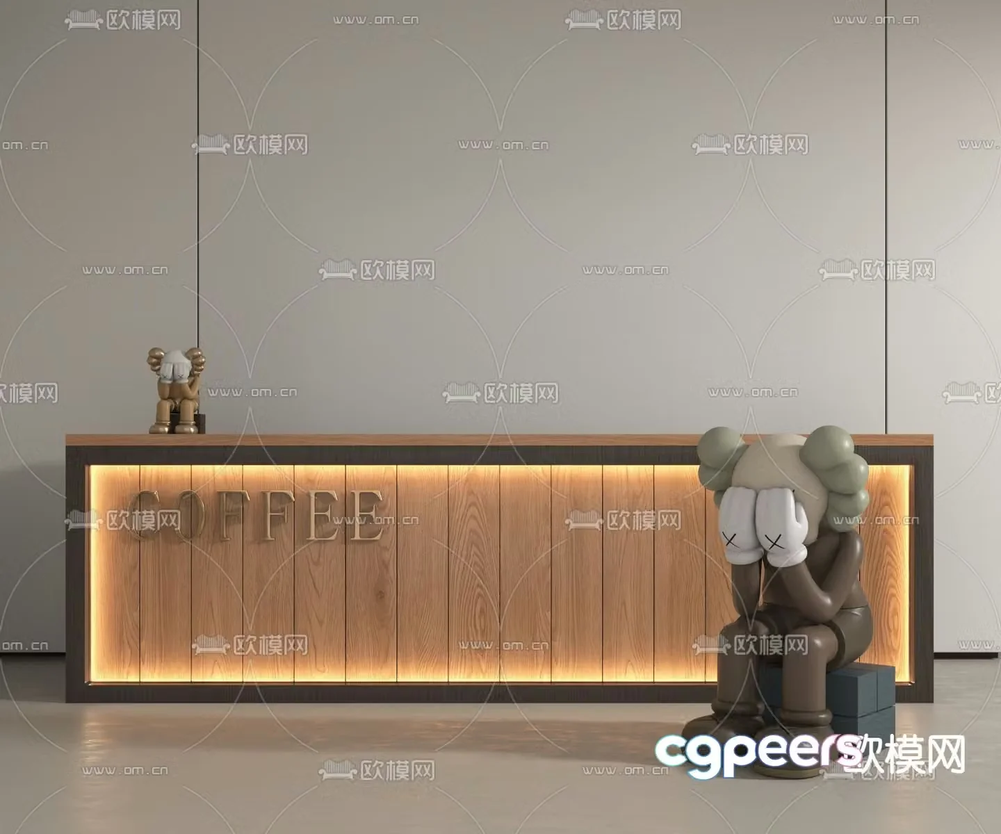 Modern front desk reception desk 3d model