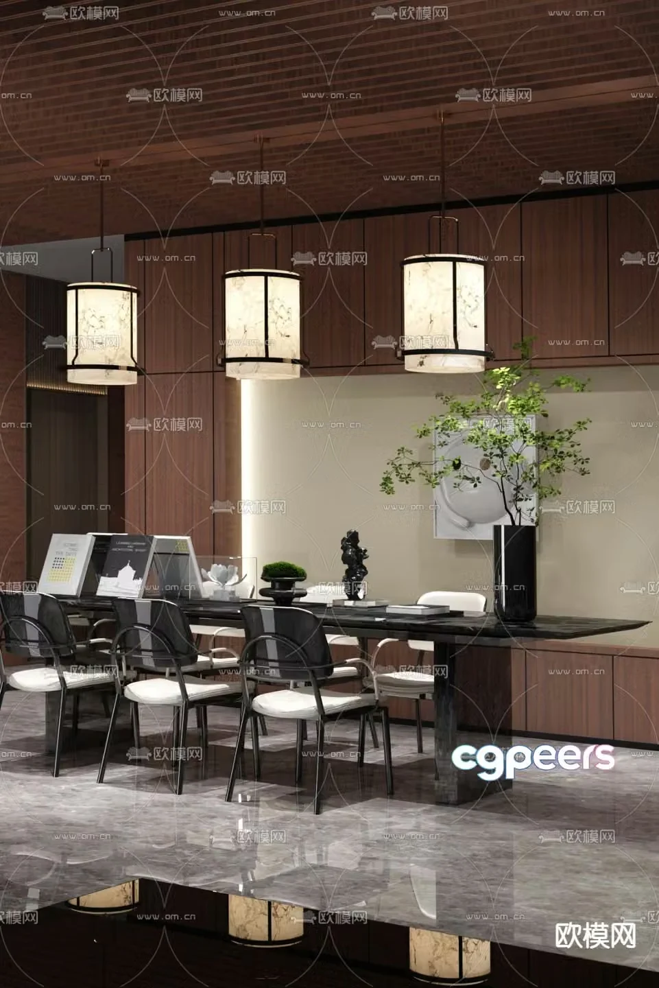 Mudi Design New Chinese Tea Room 3D Model