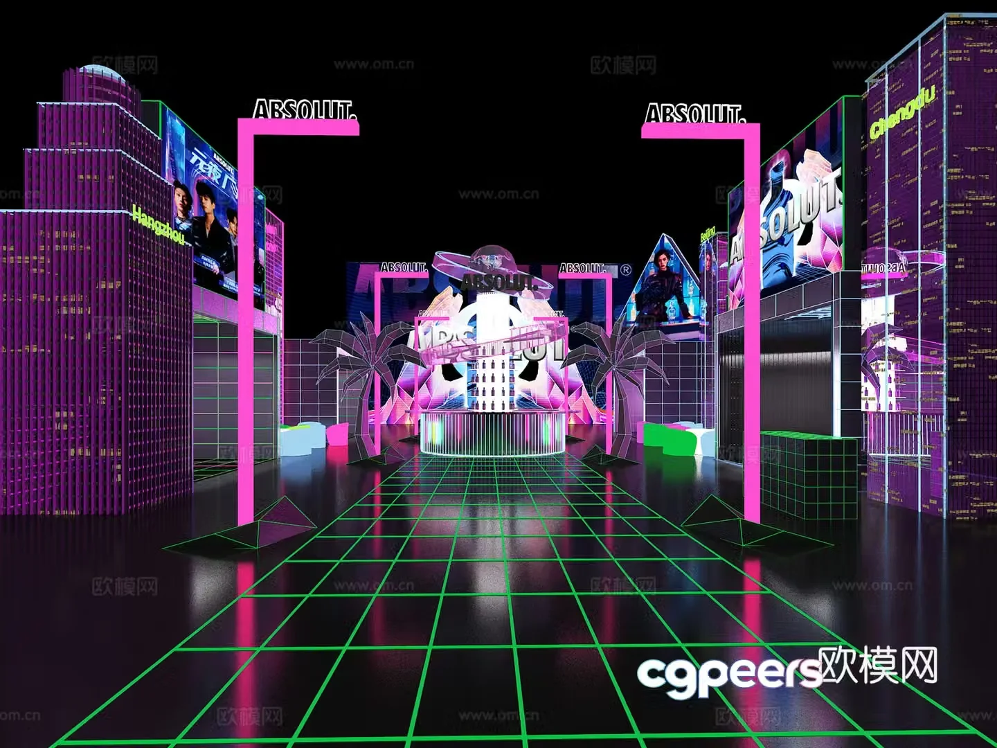 Metaverse Cyberpunk Block Bar Wine Music Festival Glowing Table and Chair 3D Model