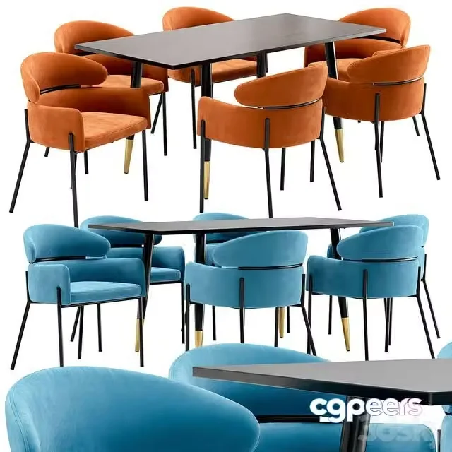 3ds Max Free – Dining chair Alexia and table Chalawan