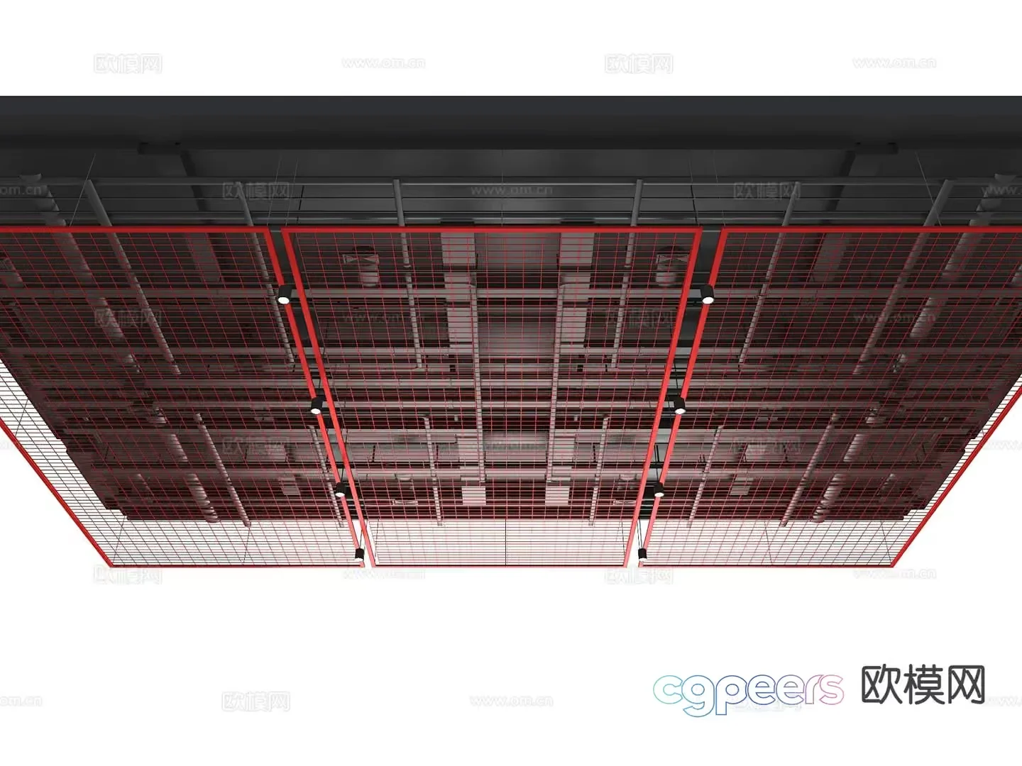 Red Metal Ceiling 3D Model – 13624 – VRAY Render