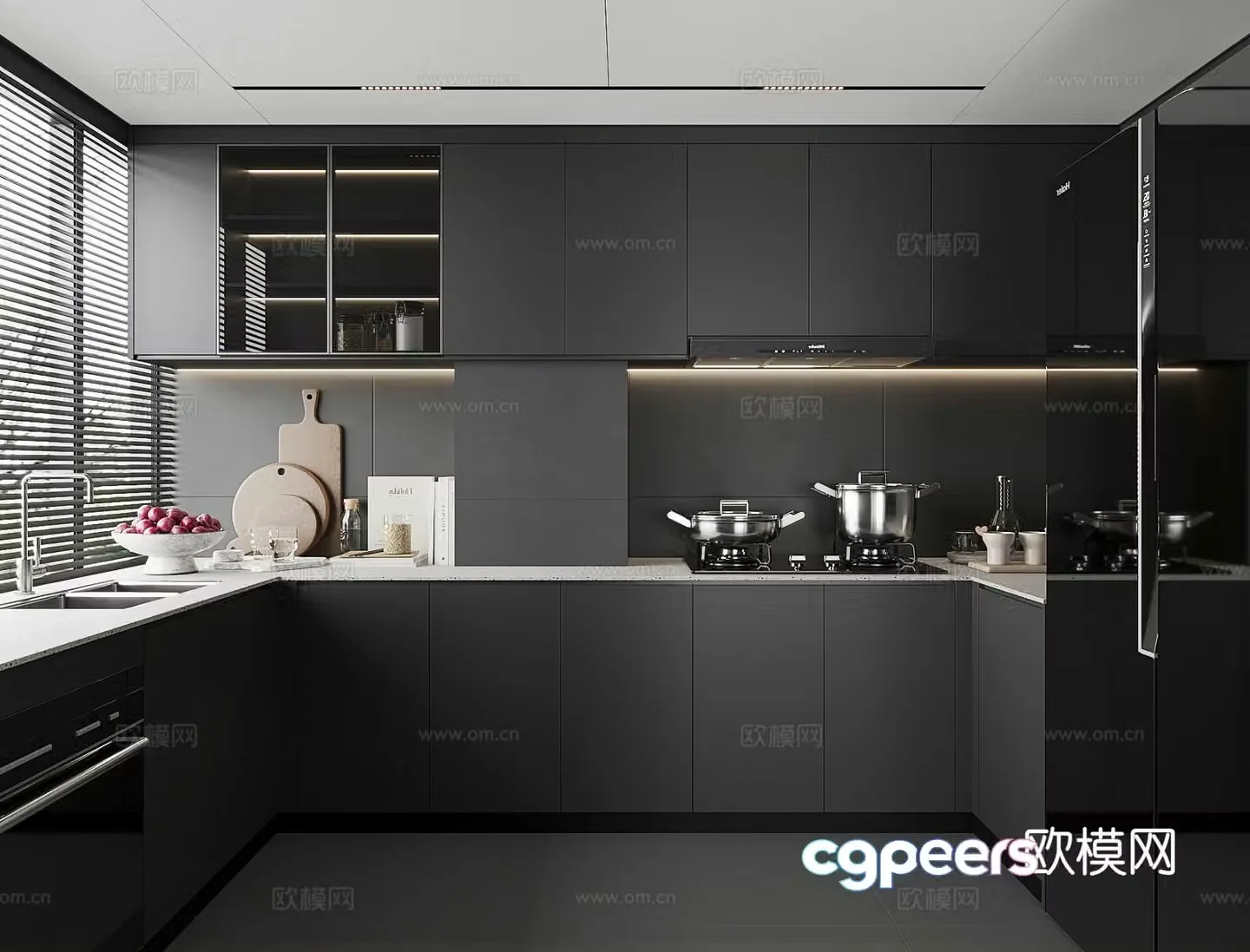 Dark style kitchen 3d model