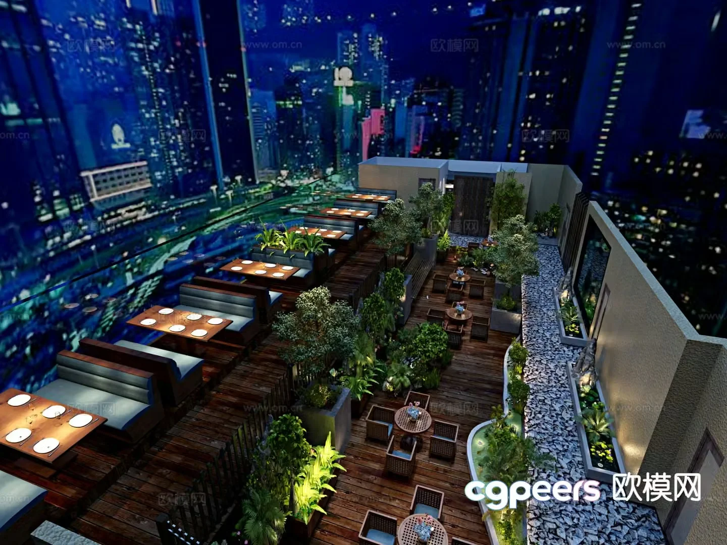 Hanging garden courtyard landscape 3d model