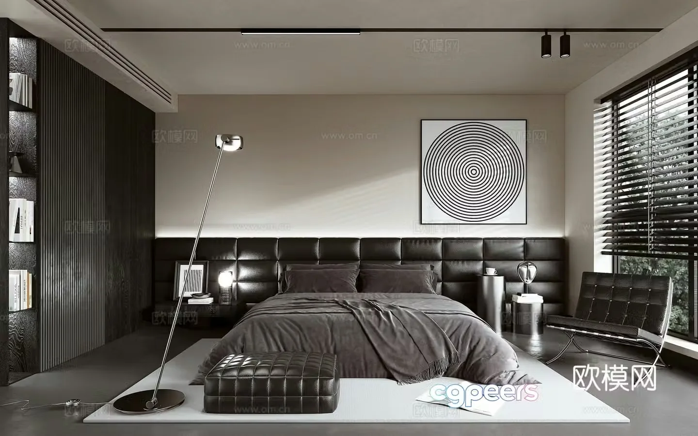 Modern bedroom Dark wind bedroom 3d model