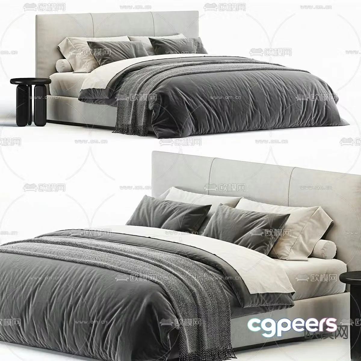Laurent modern double bed 3d model