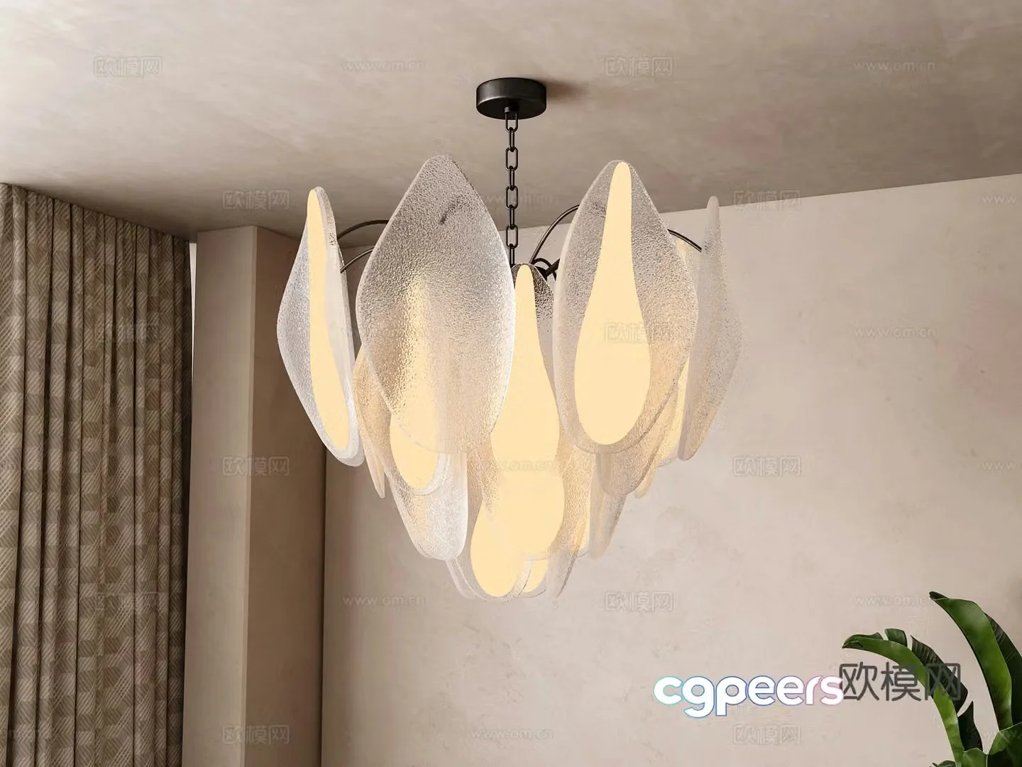 Modern glass chandelier 3d model