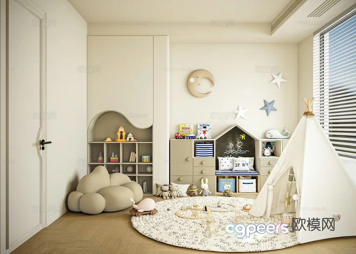 Modern children’s room play area 3D model