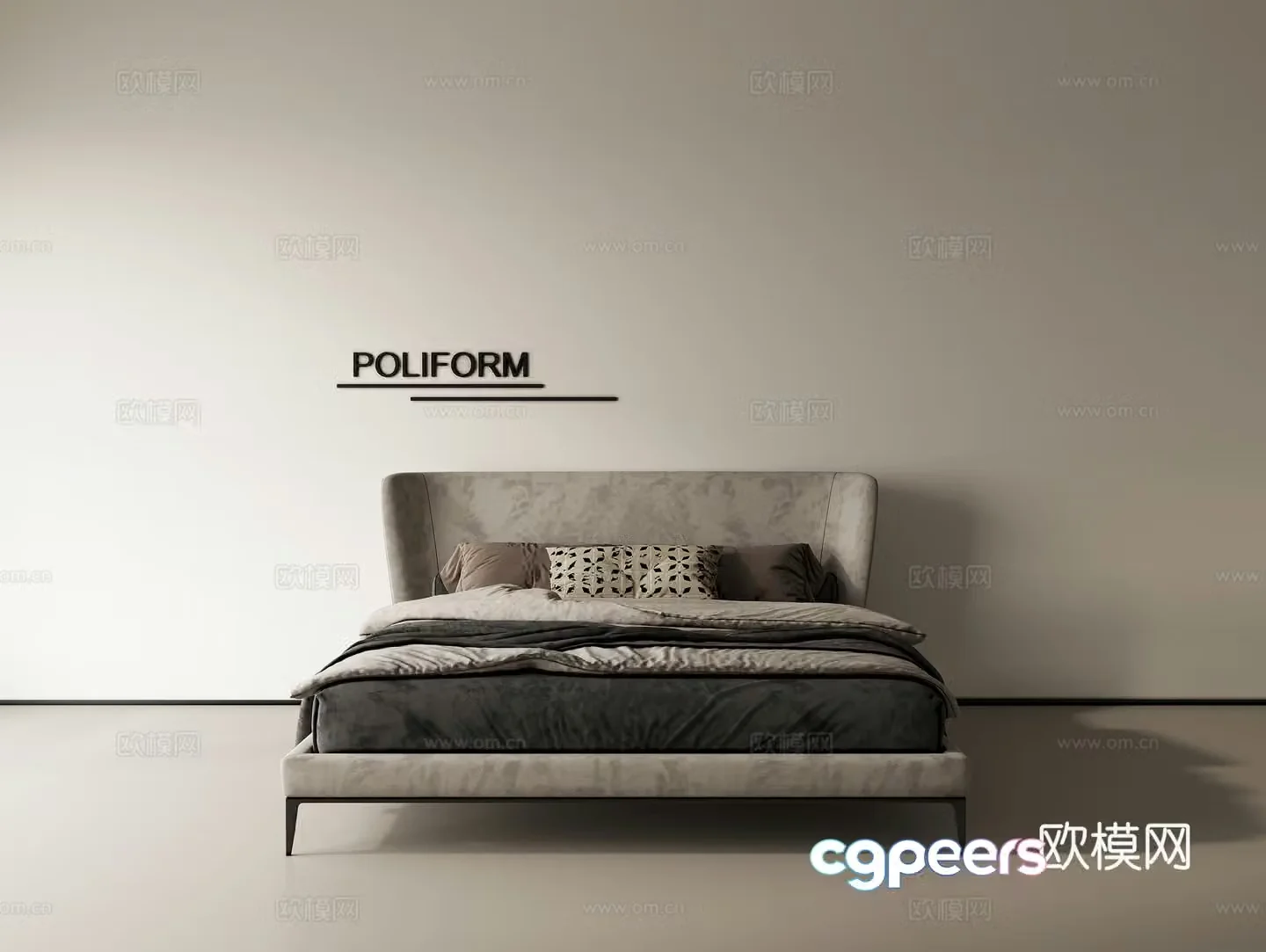 Modern double bed 3d model