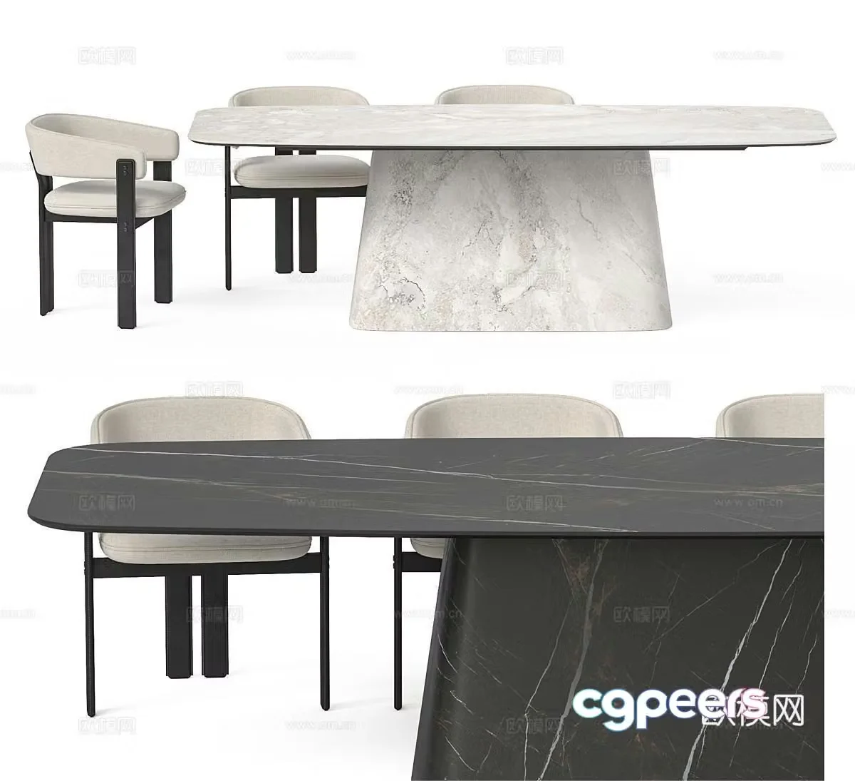 Cattelan Italia marble dining table and chairs 3d model