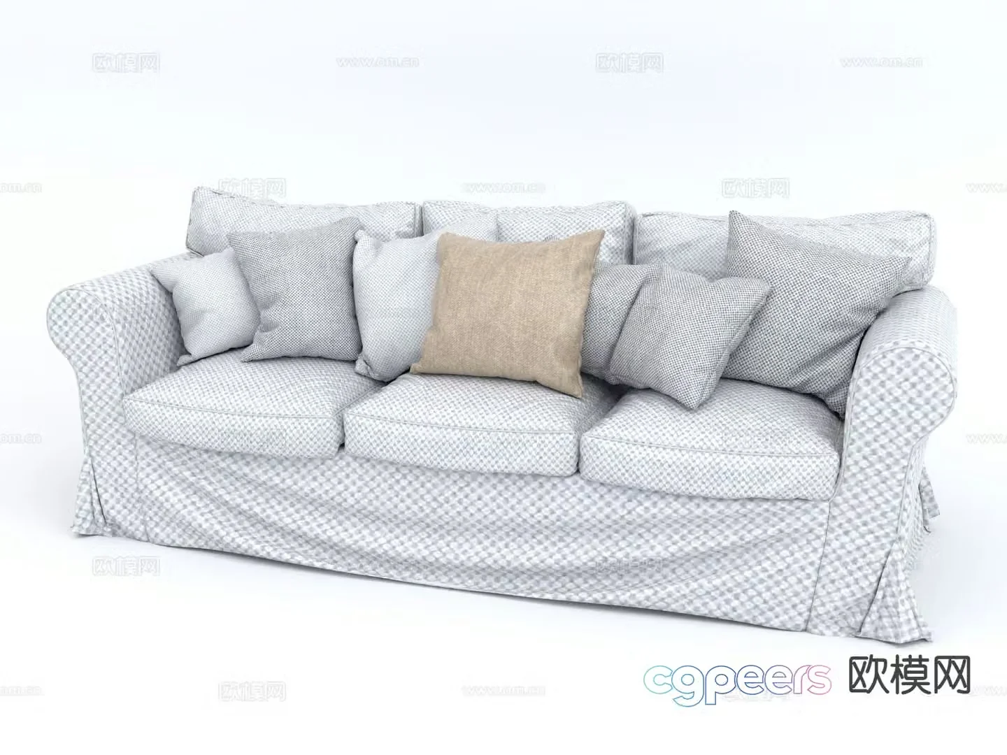 Modern three-seat sofa 3d model
