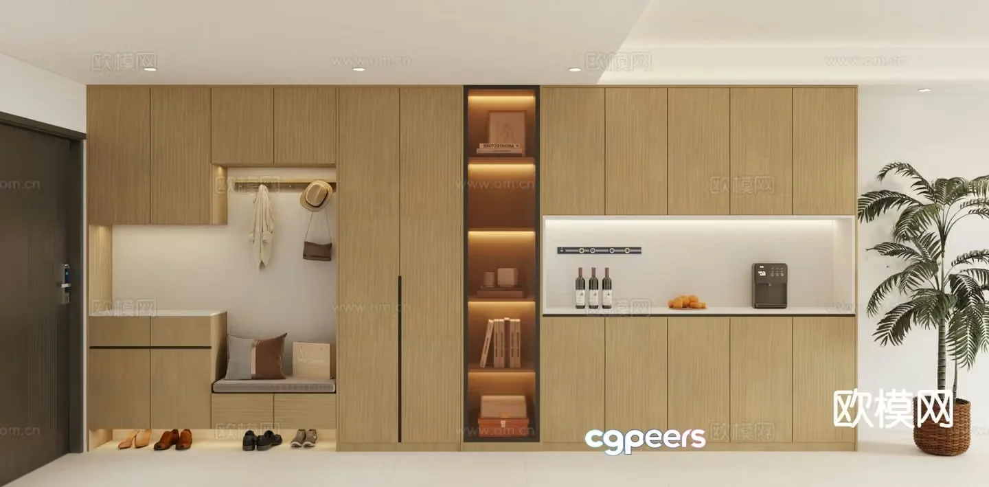 Modern shoe cabinet multifunctional sideboard 3d model