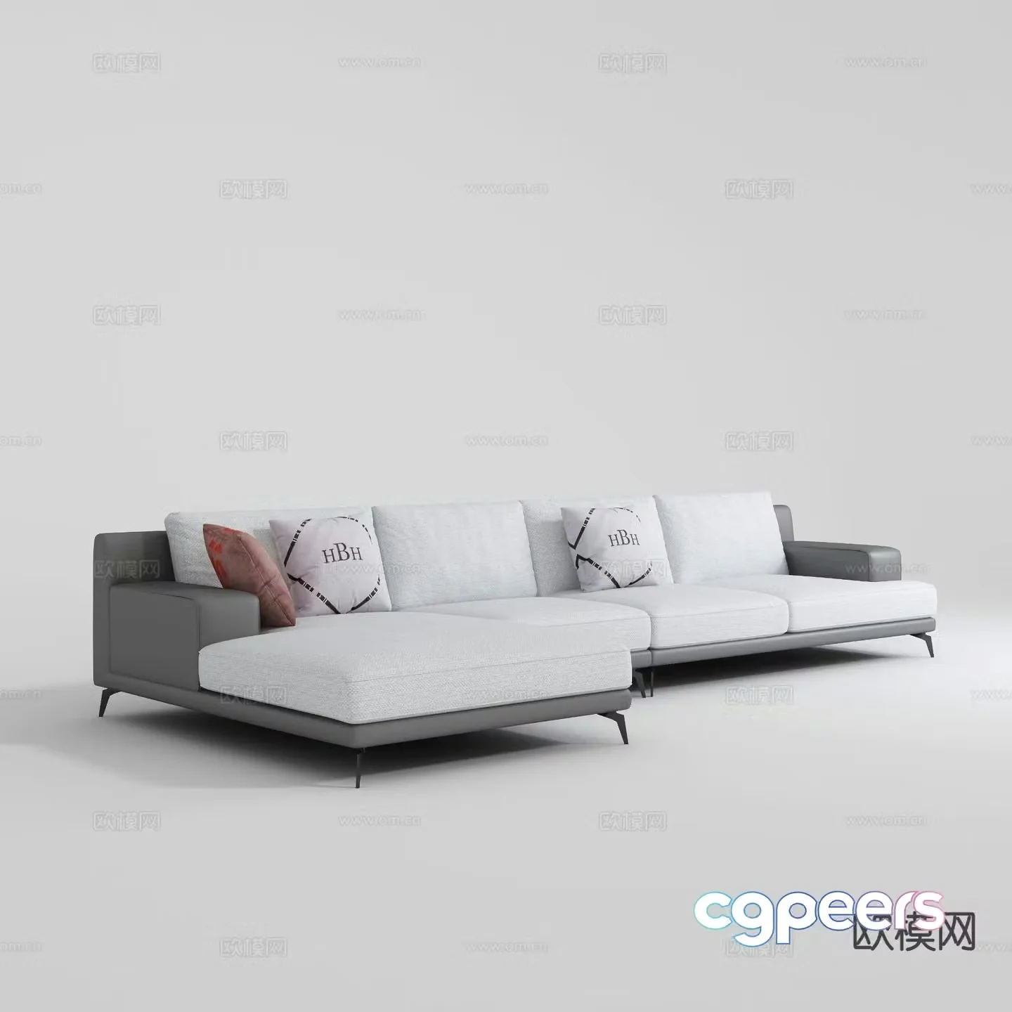 Multi-person sofa corner sofa 3d model
