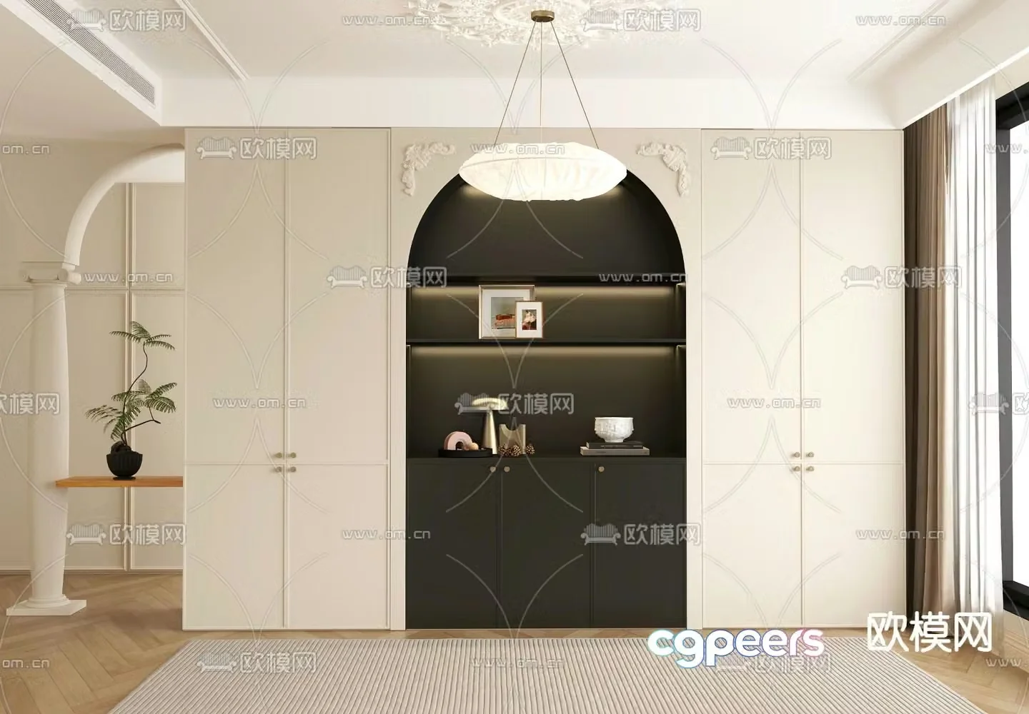 French sideboard storage cabinet 3d model