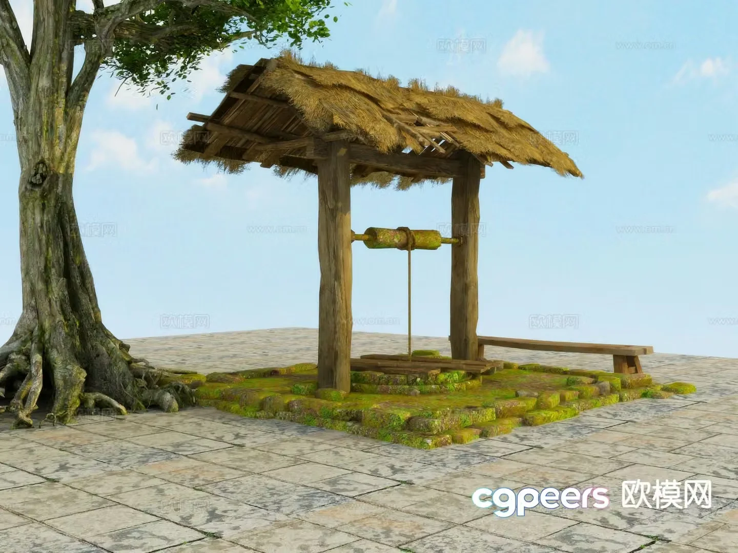 New Chinese style pavilion pavilion thatched pavilion 3D model