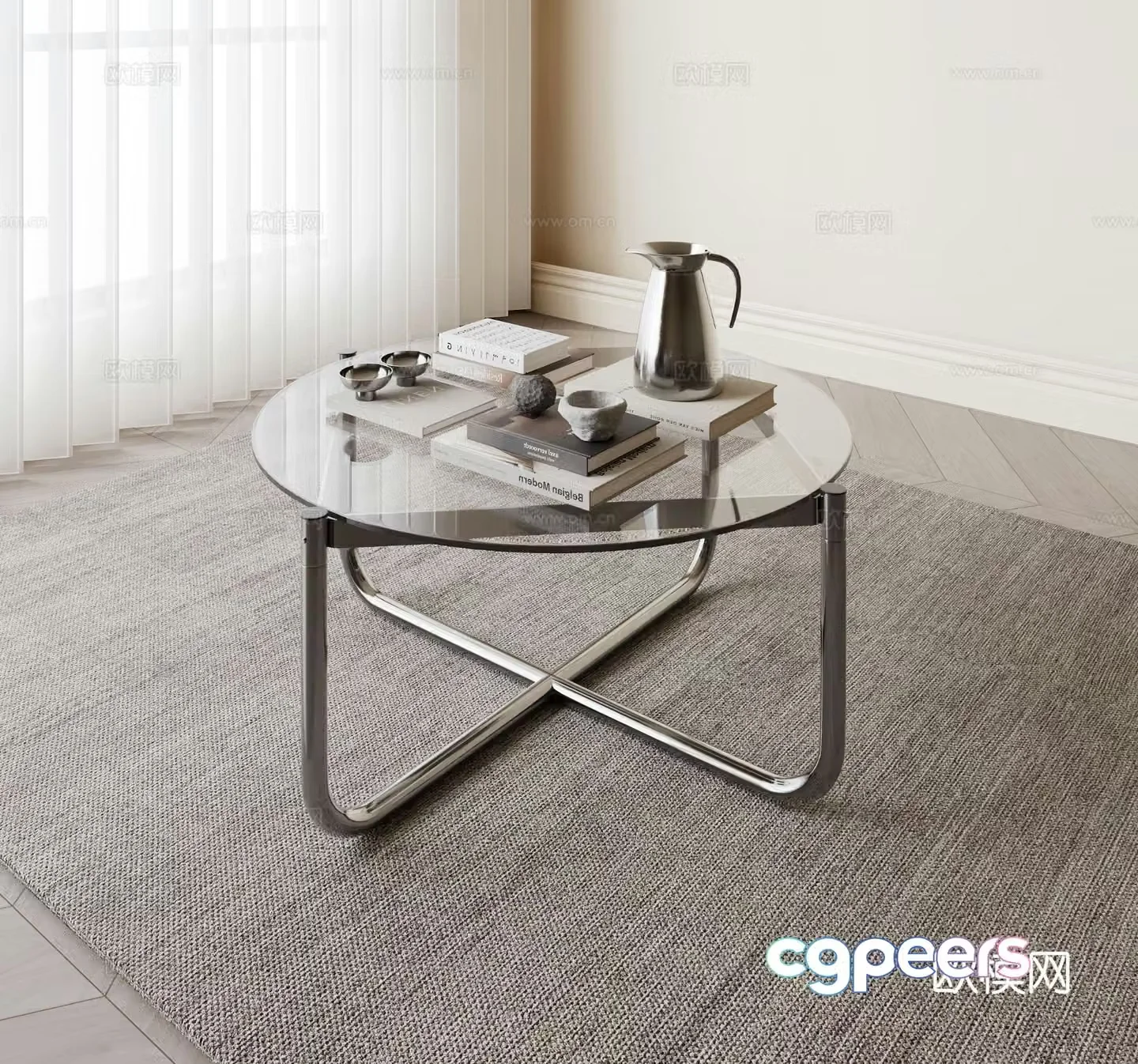 Round coffee table glass coffee table 3d model