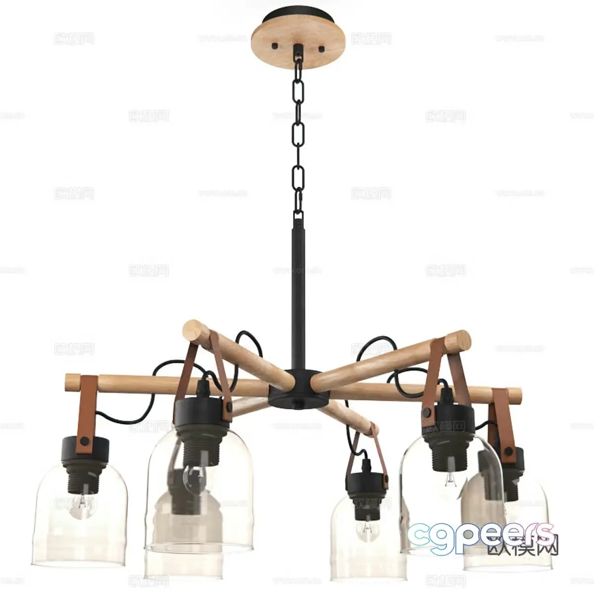 Nordic multi-head chandelier 3d model
