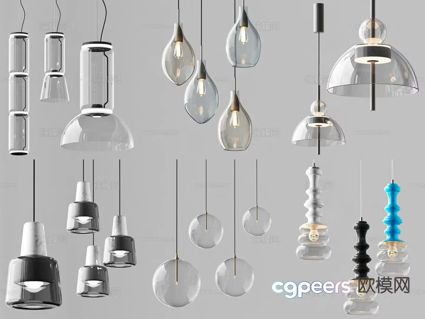 Modern chandelier glass chandelier restaurant chandelier 3d model