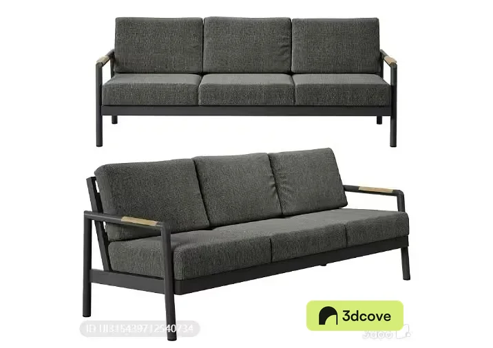 Grey Sofa With Wooden Arms
