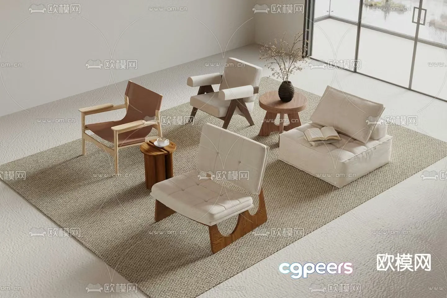 Medieval style chair leisure chair 3d model