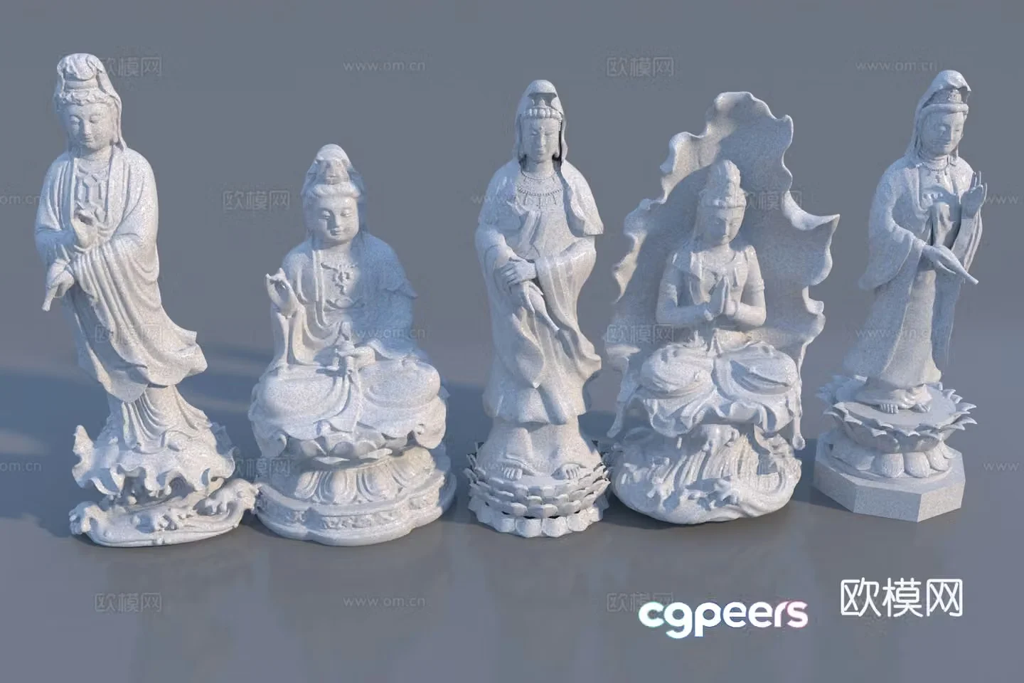 Modern Guanyin Buddha statue sculpture 3d model