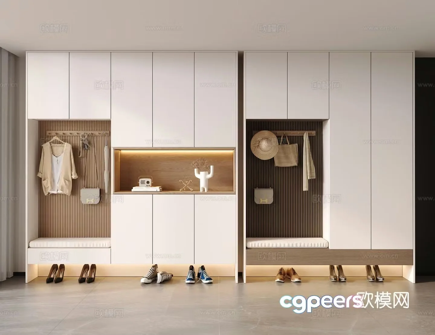 Modern entrance shoe cabinet 3d model