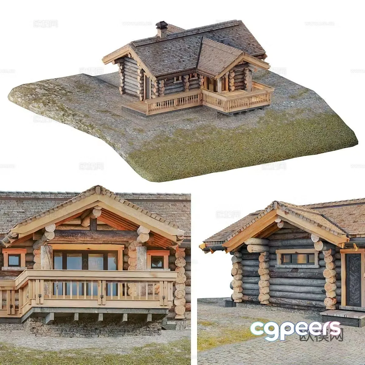 Wooden house bath 3d model